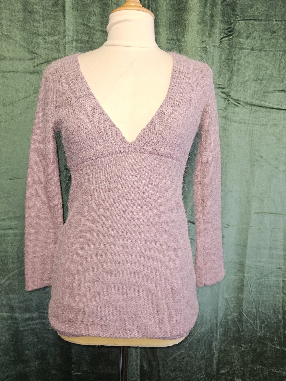 Garnet Hill Alpaca Blend V-Neck Babydoll Tunic Sweater